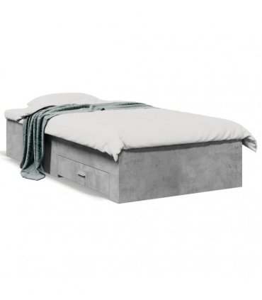 vidaXL Bed Frame with Drawers without Mattress Concrete Grey 90x190 cm
