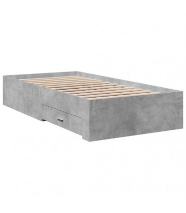 vidaXL Bed Frame with Drawers without Mattress Concrete Grey 90x190 cm