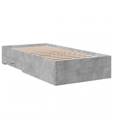 vidaXL Bed Frame with Drawers without Mattress Concrete Grey 90x190 cm