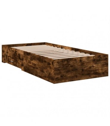 vidaXL Bed Frame with Drawers without Mattress Smoked Oak 90x190 cm