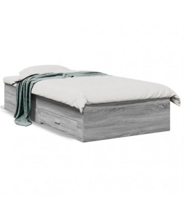 vidaXL Bed Frame with Drawers without Mattress Grey Sonoma 90x190 cm