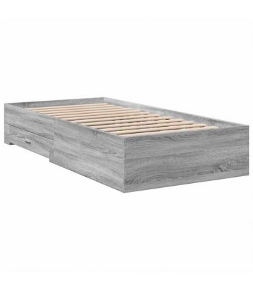 vidaXL Bed Frame with Drawers without Mattress Grey Sonoma 90x190 cm