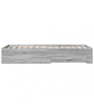 vidaXL Bed Frame with Drawers without Mattress Grey Sonoma 90x190 cm