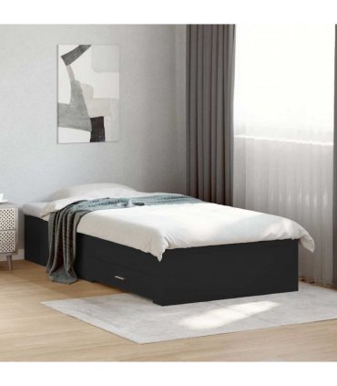vidaXL Bed Frame with Drawers without Mattress Black 75x190 cm