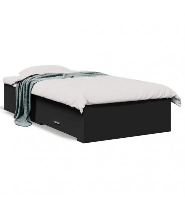 vidaXL Bed Frame with Drawers without Mattress Black 75x190 cm