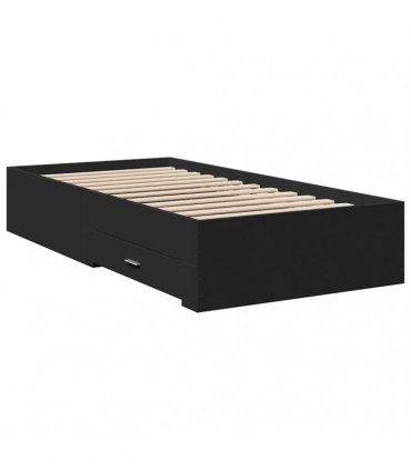 vidaXL Bed Frame with Drawers without Mattress Black 75x190 cm