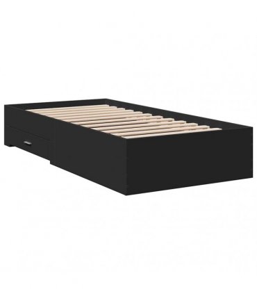 vidaXL Bed Frame with Drawers without Mattress Black 75x190 cm