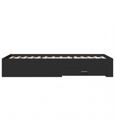 vidaXL Bed Frame with Drawers without Mattress Black 75x190 cm