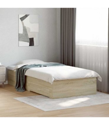 vidaXL Bed Frame with Drawers without Mattress Sonoma Oak 75x190 cm