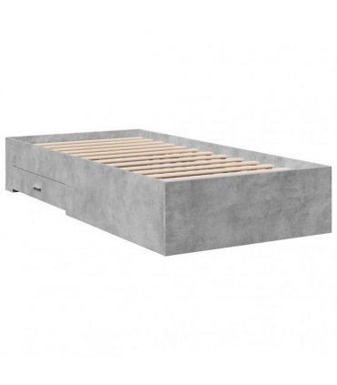 vidaXL Bed Frame with Drawers without Mattress Concrete Grey 75x190 cm