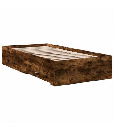 vidaXL Bed Frame with Drawers without Mattress Smoked Oak 75x190 cm