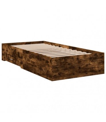 vidaXL Bed Frame with Drawers without Mattress Smoked Oak 75x190 cm
