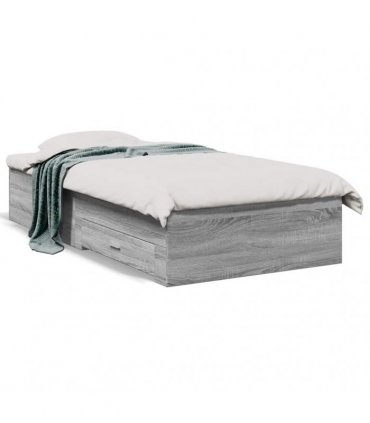 vidaXL Bed Frame with Drawers without Mattress Grey Sonoma 75x190 cm