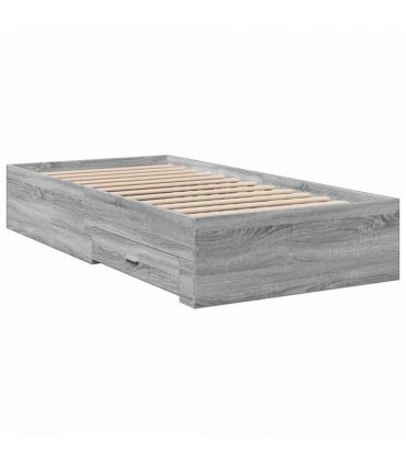vidaXL Bed Frame with Drawers without Mattress Grey Sonoma 75x190 cm