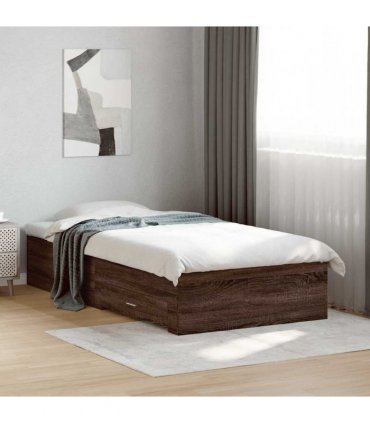 vidaXL Bed Frame with Drawers without Mattress Brown Oak 75x190 cm