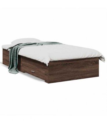 vidaXL Bed Frame with Drawers without Mattress Brown Oak 75x190 cm