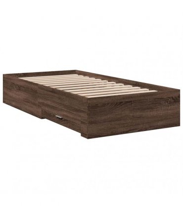 vidaXL Bed Frame with Drawers without Mattress Brown Oak 75x190 cm