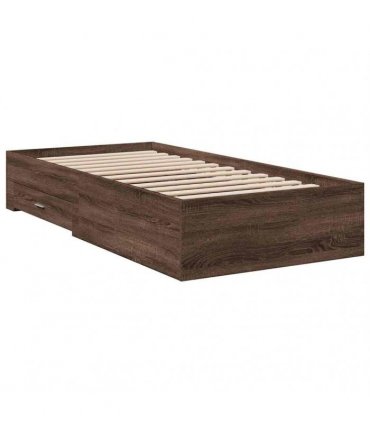 vidaXL Bed Frame with Drawers without Mattress Brown Oak 75x190 cm