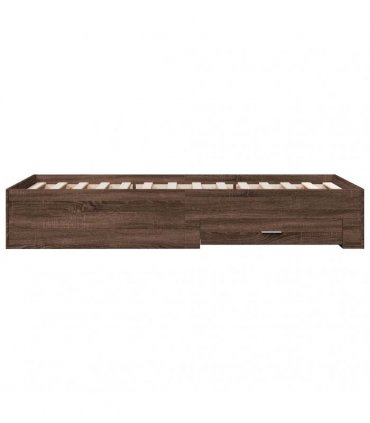 vidaXL Bed Frame with Drawers without Mattress Brown Oak 75x190 cm