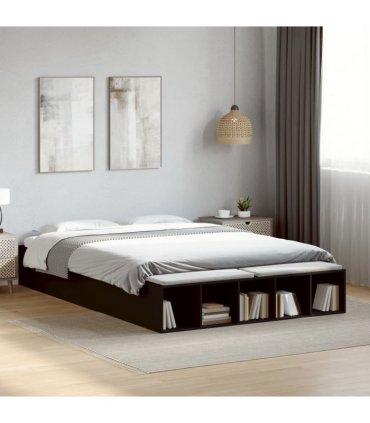vidaXL Bed Frame without Mattress Black 150x200 cm