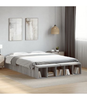 vidaXL Bed Frame without Mattress Grey Sonoma 140x200 cm