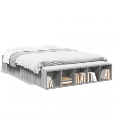 vidaXL Bed Frame without Mattress Grey Sonoma 135x190 cm