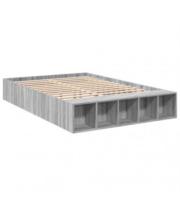 vidaXL Bed Frame without Mattress Grey Sonoma 135x190 cm