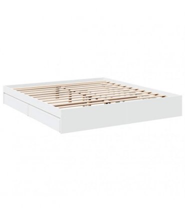 vidaXL Bed Frame with Drawers without Mattress White 200x200 cm