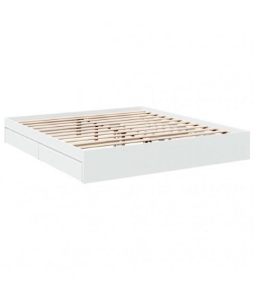 vidaXL Bed Frame with Drawers without Mattress White 200x200 cm