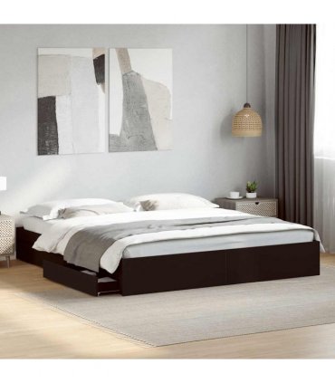 vidaXL Bed Frame with Drawers without Mattress Black 200x200 cm