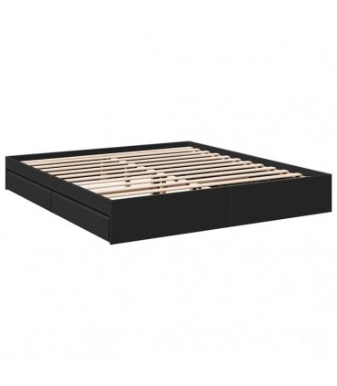 vidaXL Bed Frame with Drawers without Mattress Black 200x200 cm