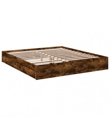 vidaXL Bed Frame with Drawers without Mattress Smoked Oak 200x200 cm