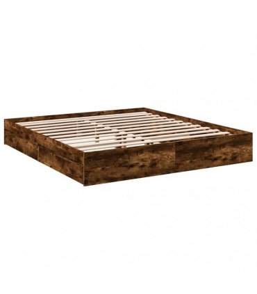 vidaXL Bed Frame with Drawers without Mattress Smoked Oak 200x200 cm