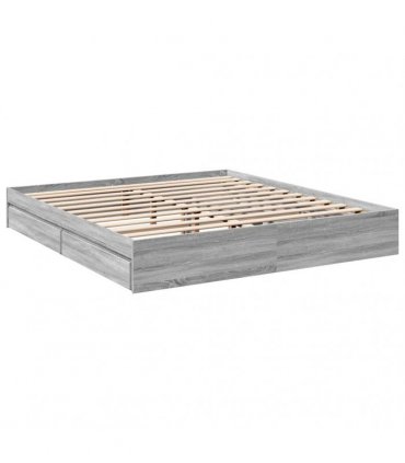 vidaXL Bed Frame with Drawers without Mattress Grey Sonoma 200x200 cm