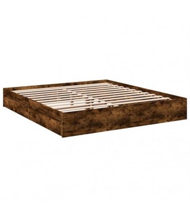 vidaXL Bed Frame with Drawers without Mattress Smoked Oak 180x200 cm