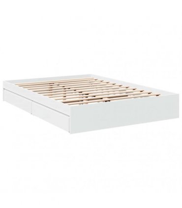 vidaXL Bed Frame with Drawers without Mattress White 150x200 cm