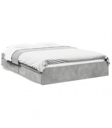 vidaXL Bed Frame with Drawers without Mattress Concrete Grey 150x200cm
