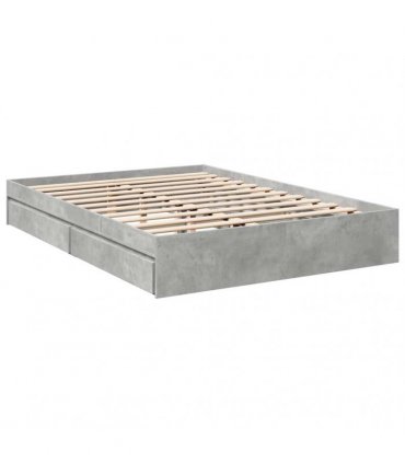 vidaXL Bed Frame with Drawers without Mattress Concrete Grey 150x200cm