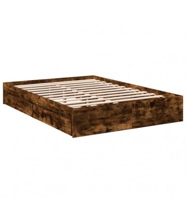 vidaXL Bed Frame with Drawers without Mattress Smoked Oak 140x200 cm