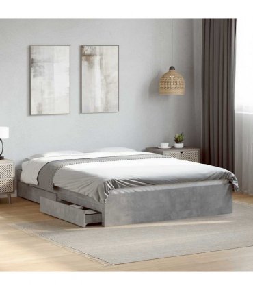 vidaXL Bed Frame with Drawers without Mattress Concrete Grey 120x200cm