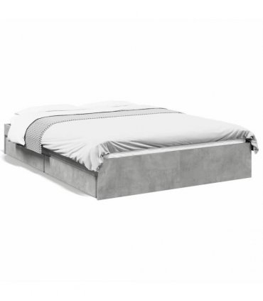 vidaXL Bed Frame with Drawers without Mattress Concrete Grey 120x200cm