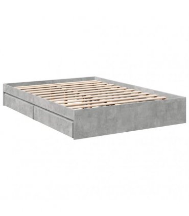 vidaXL Bed Frame with Drawers without Mattress Concrete Grey 120x200cm