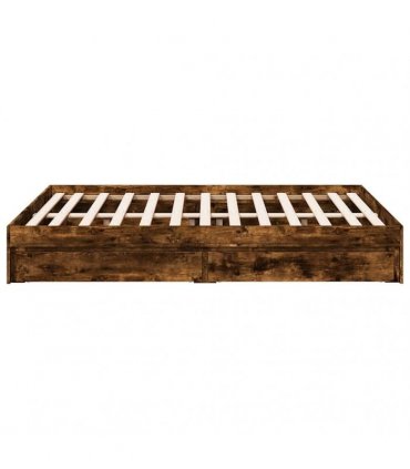 vidaXL Bed Frame with Drawers without Mattress Smoked Oak 120x200 cm
