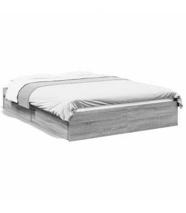 vidaXL Bed Frame with Drawers without Mattress Grey Sonoma 120x200 cm