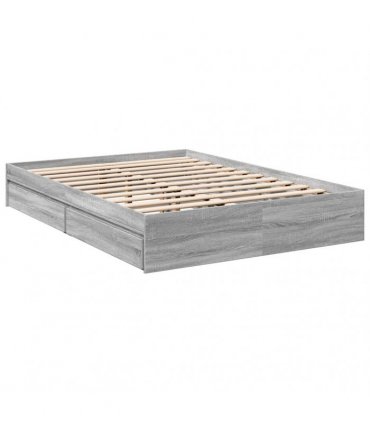 vidaXL Bed Frame with Drawers without Mattress Grey Sonoma 120x200 cm
