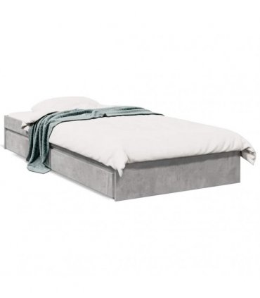 vidaXL Bed Frame with Drawers without Mattress Concrete Grey 100x200cm