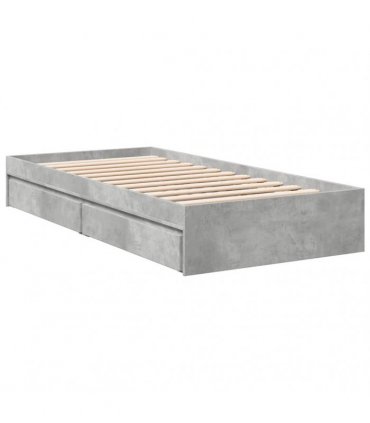 vidaXL Bed Frame with Drawers without Mattress Concrete Grey 100x200cm
