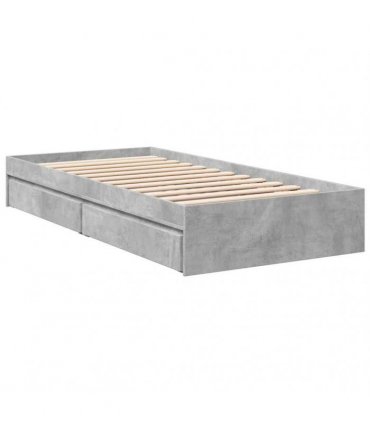 vidaXL Bed Frame with Drawers without Mattress Concrete Grey 100x200cm