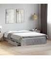 vidaXL Bed Frame with Drawers without Mattress Concrete Grey 135x190cm