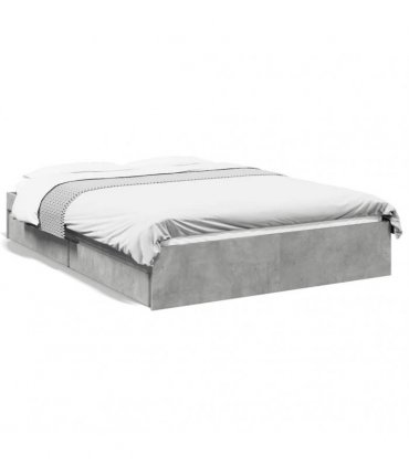 vidaXL Bed Frame with Drawers without Mattress Concrete Grey 135x190cm